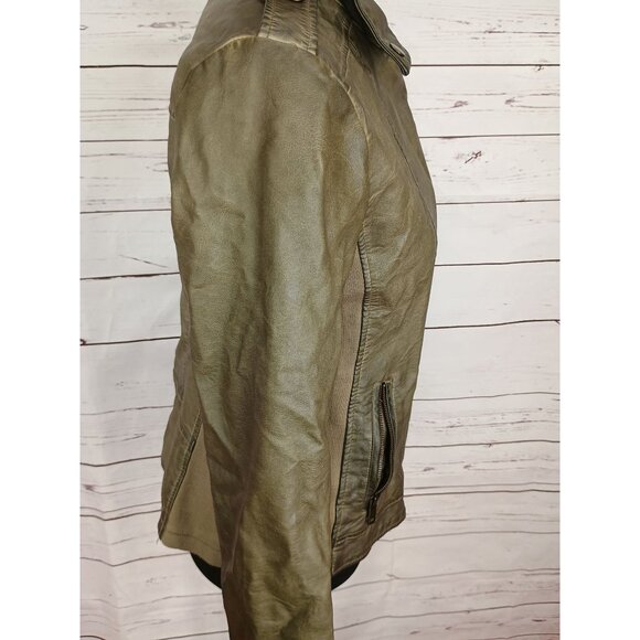Sebby Collection Olive Faux‎ Leather Moto Biker Jacket Medium - Picture 2 of 12